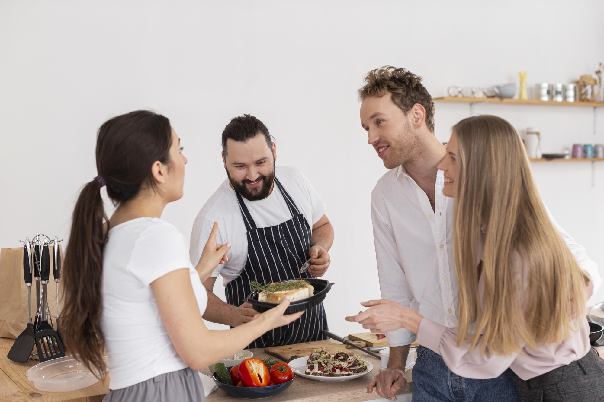 small group tasting at a workshop table